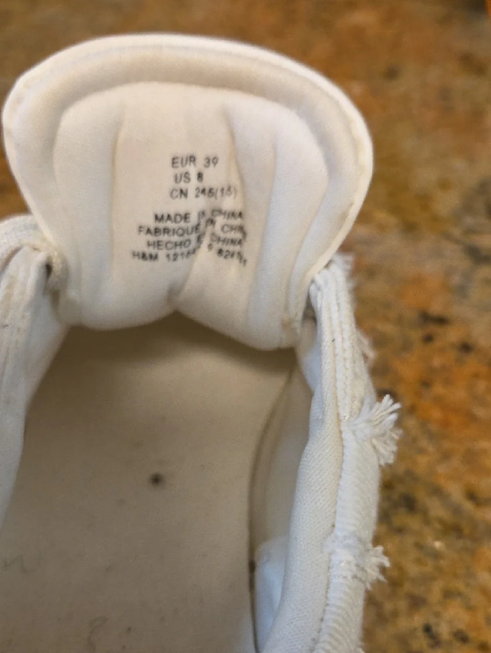 H&M White Espadrille Platform Sneakers with Metallic Laces Size 8